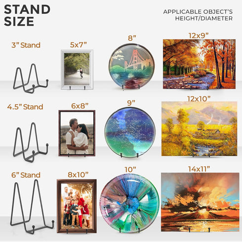 TR-LIFE Plate Stands for Display - 4.5 Inch Plate Holder Display Stand + Metal Frame Holder Stand for Picture,