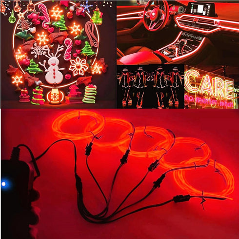 Ourbest EL Wire Lights - Battery Powered Wearable LED Neon String Light, 5in1 DIY Sign Kit, 1M Red