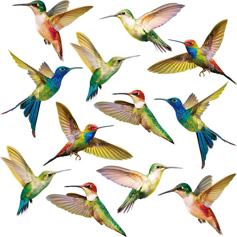 18 Pieces Large Size Hummingbird Window Clings to Prevent Bird Strikes, Non-Adhesive Vinyl Cling Stickers
