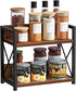 Giikin 2 Tier Countertop Shelf Organizer, Wood Spice Rack for Kitchen, Coffee Counter Shelf Organizer (Brown, S)