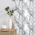 FMFUNCTEX White Black Kitchen Curtains, Small Tier Curtains 22" x 24" Cafe Curtain Set with Tree Branch Print