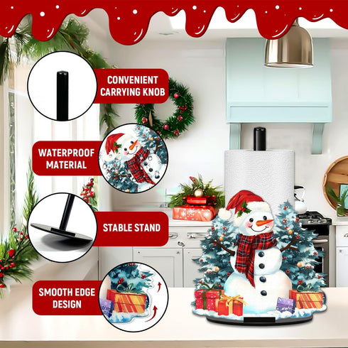 Countertop Snowman Paper Towel Holder, Christmas Paper Holder, Winter Holiday Decoration for Kitchen Bathroom Home