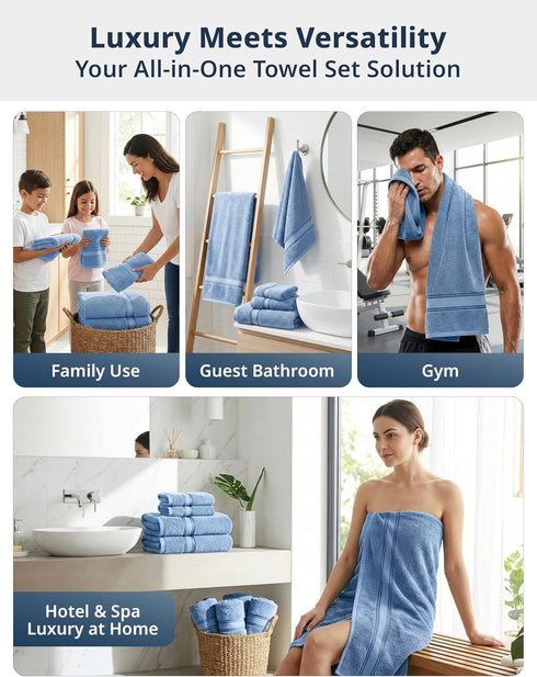 Set 6 Set, 100% 2 2 2 LANE LINEN Luxury Bath Towels - Piece Cotton Bathroom Towel, Zero Twist, Quick Dry Shower Towels