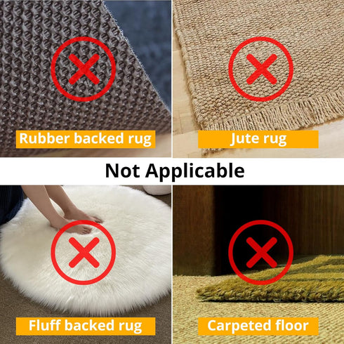 12 PCS Rug Tape - Double Sided Adhesive Gripper for Hardwood Floors, Reusable Anti-Slip Rug Grips