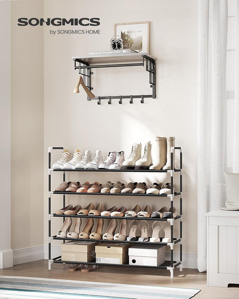 5-Tier Closet, ULSH55H SONGMICS Shoe Rack, Shoe Storage for Hallway Slim and Space-Saving, Metal Frame, Non-Woven