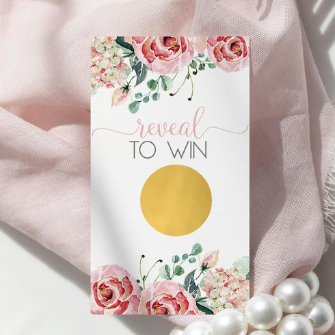 Paper Clever Party Charming Floral Bridal Shower Games, 30 Pack Pink Scratch Off Raffle Cards