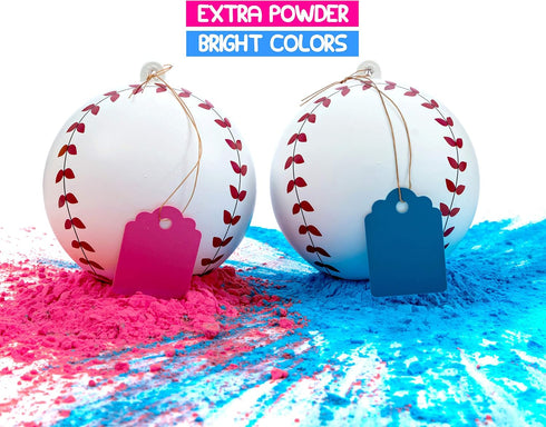 Set Gender Reveal Baseball - (Blue and Pink Balls) Exploding with Powder - Best Idea for Boy or Girl Baby Revealing