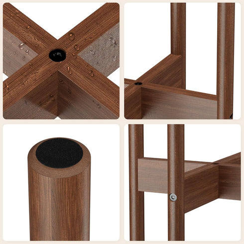 10 Inch ALIGADO Bamboo Plant Stand Indoor, for Up to Pots, Built to Fit Corners, Sturdy & Stable Design, Walnut Finish