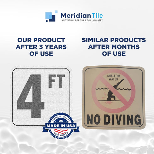 4FT 6x6 Inches Swimming (3 Pack) Aquatic Custom Tile, Pool Depth Markers, Vinyl Pool Stickers, Pool Number Markers