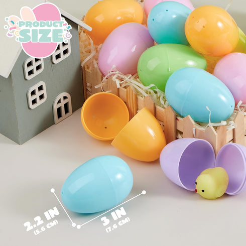 3.15" 200PCS JOYIN Pastel Easter Eggs, Large Plastic Eggs, Empty Colorful Fillable Eggshells for Easter Hunt, Party