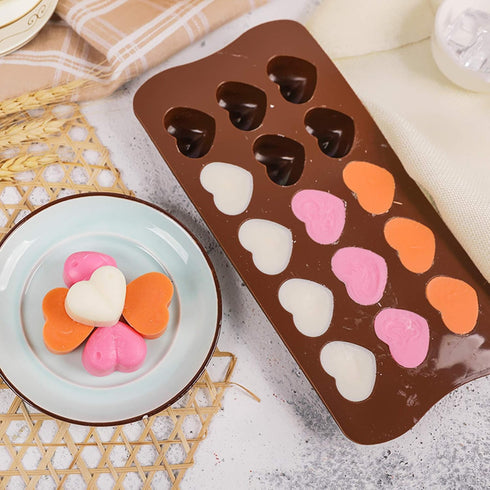 homEdge 15-Cavity Dimpled Heart Shape Chocolate Mold, Silicone for Gummy and Candy