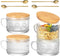 Semderm Vintage Glass Coffee Mugs Set of 4, Overnight Oats Containers with Bamboo