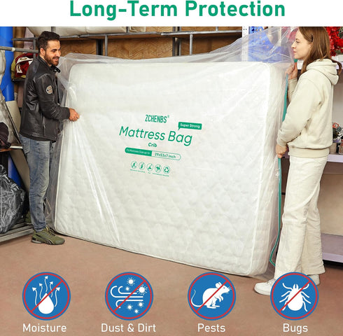ZCHENBS 5 1 Pack) - Crib Mattress Bags for Moving, Waterproof Mattress Storage Bag with Zipper, Heavy-Duty Mil Crib Bed