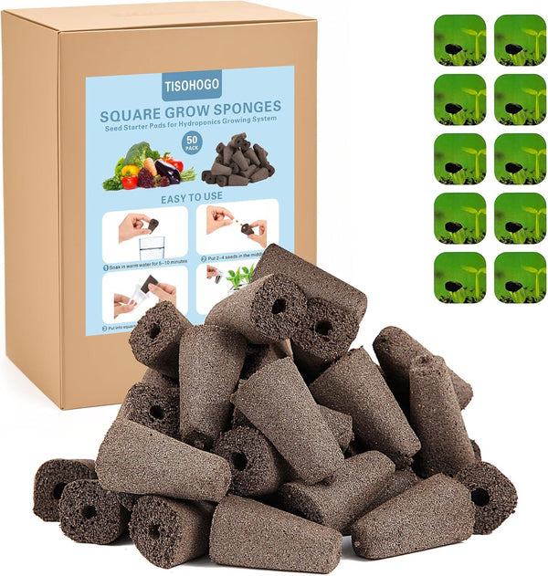 TISOHUGO 50 Pack Square Seed Starter Pods for Indoor Hydroponics Growing System, 50pcs