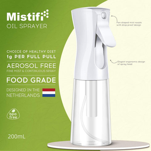 Oliver Oil Sprayer for cooking, Spray bottle 6oz, Non-Aerosol Refillable Dispenser Oil Mister FS600 Less is More by Mistifi
