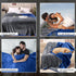 80" 60", 3-Layer Tisancy Love Waterproof Bed Blanket - Twin Size, x Navy Blue & Gray, Flannel with Storage Bag