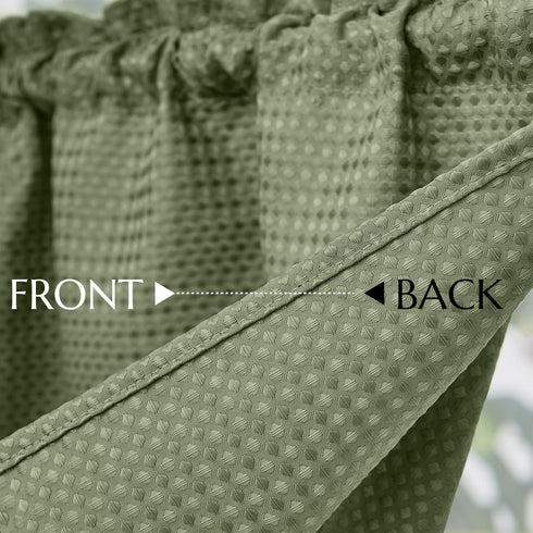 Waffle-Weave Textured Valance for Kitchen - Waterproof Window Curtains (60-inch x 18-inch, Sage, One Panel)