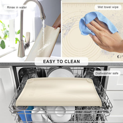 XL Silicone Baking Mat, Non-Stick Pastry Mat with Measurements for Rolling Dough, Ideal for Pizza and Macaron.