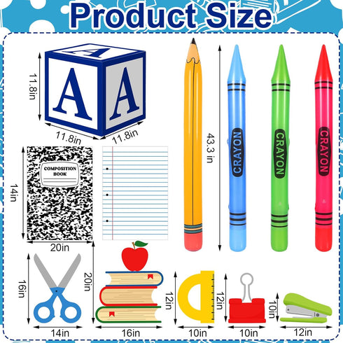 Resholder 14 Pcs Giant School Theme Party Decorations ABC Alphabet Party Favor Box Large Inflatable Pencil Crayon