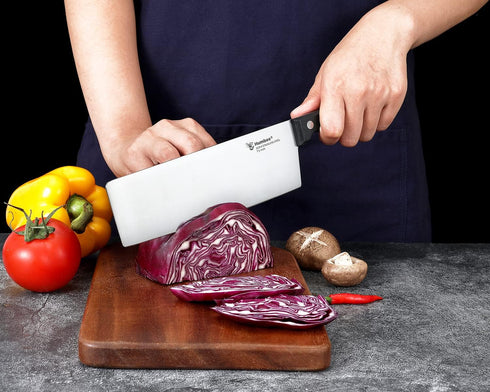 7.5-Inch Nakiri Knife, Razor Sharp High Carbon Stainless Steel Meat Cleaver, Vegetable Chopper