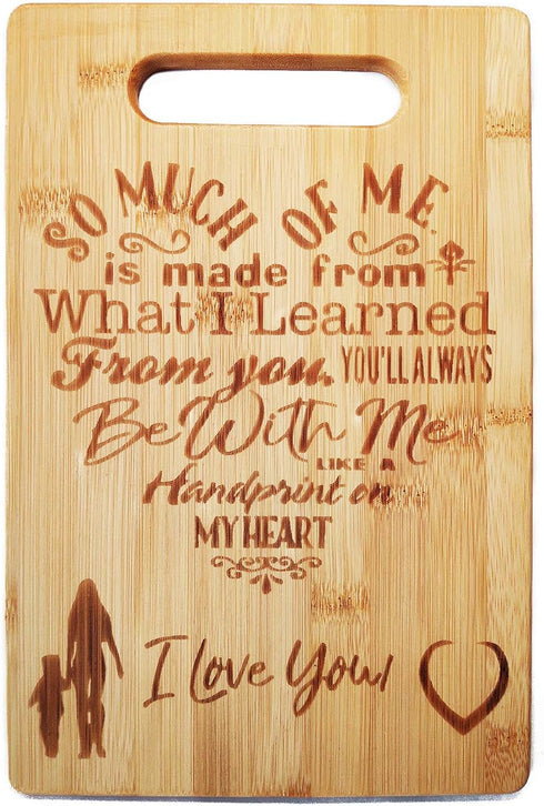 Mothers Present: Special Love Heart Poem Bamboo Cutting Board, Engraved for Decor Display or Usage, 10.6 x 7