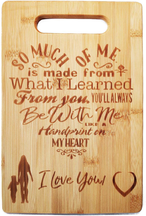 Mothers Present: Special Love Heart Poem Bamboo Cutting Board, Engraved for Decor Display or Usage, 10.6 x 7