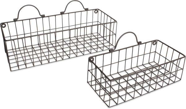 DII Farmhouse Vintage Décor Wire Wall Basket, Assorted Gray, 2 Piece