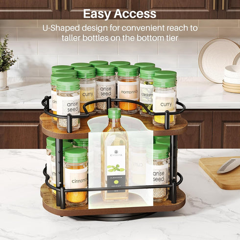 11 inches, 10.5 inches Spice Rack Organization for Cabinet - Height Adjustable Rotating Lazy Susan Organizer, Spice