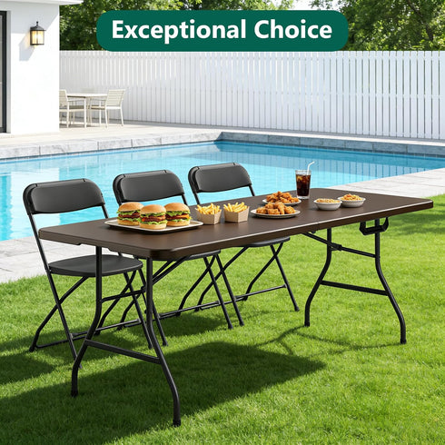 6ft Folding Table, Foldable Picnic Table Portable Table for Indoor Outdoor Use Heavy Duty Plastic Table Camping Table