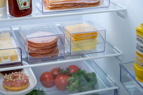 Mini Deli Keeper, Storage Container for Fridge, Food Storage Box with Lid, Small Cold Cuts Holder for Refrigerator -