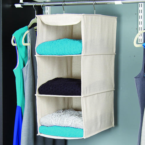 3 10"W 15" 24" Richards Homewares Shelf Sweater Organizer, X D X H-Canvas/Natural