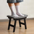Stylish Bamboo Footrest Ottoman with Gray Cushion and Black Legs - Small Size