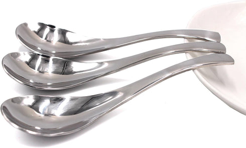 Set of 6 Functional Heavy-Weight Stainless Steel Soup Spoons, 6.5 x 1.8 Inches, Modern Look