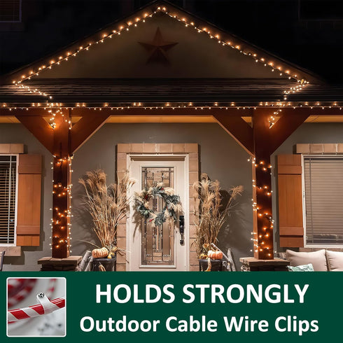 100 Pack 1/2 Inch Rope Light Clips with Stainless Steel Screws, P-Style Mounting Clips for Outdoor Cable Christmas