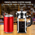 French Press Coffee Maker, 304 Stainless Steel with 4 Filters System, Heat Resistant Borosilicate Glass, BPA-Free