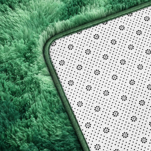 Shag Area Rug, 4 X 6 Tie-Dyed Plush Fuzzy Indoor Carpet for Living Room, Ultra Soft Emerald Green