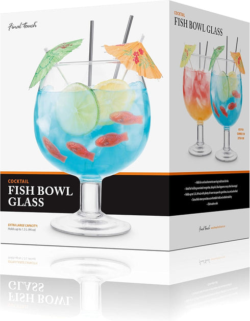 Final Touch Fishbowl Glass, Extra Large Unique Drinking Cup for Oversized Margaritas, 44 Oz Fun Drinkware