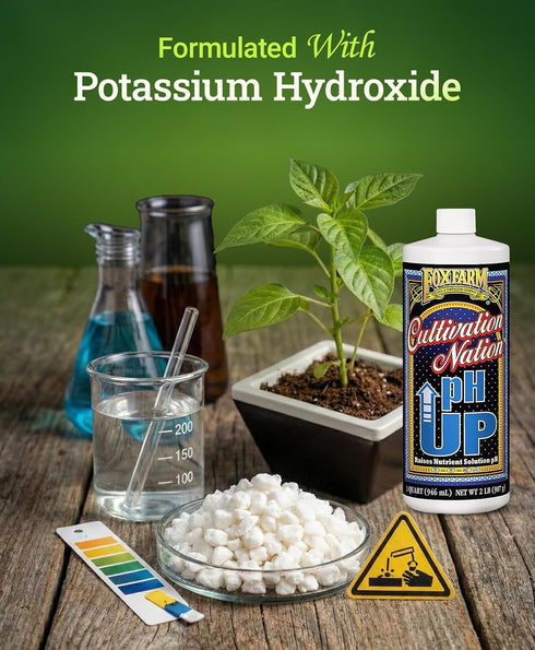 1 FoxFarm Cultivation Nation pH UP for Plants Nutrient Solutions - Formulated with Potassium Hydroxide for Adjustment