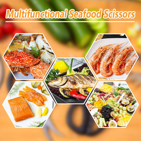 4PCS Seafood Scissors - Stainless Steel Crab Scissors for Kitchen, Multifunctional Tools for Fish, Crab, Shrimp, Lobster