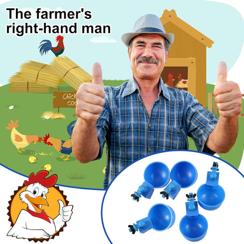 50 Packs Tanlade Chicken Waterer Chicken Feeder, Automatic Waterer Kit for Poultry Duck Goose Turkey Bunny (Blue)