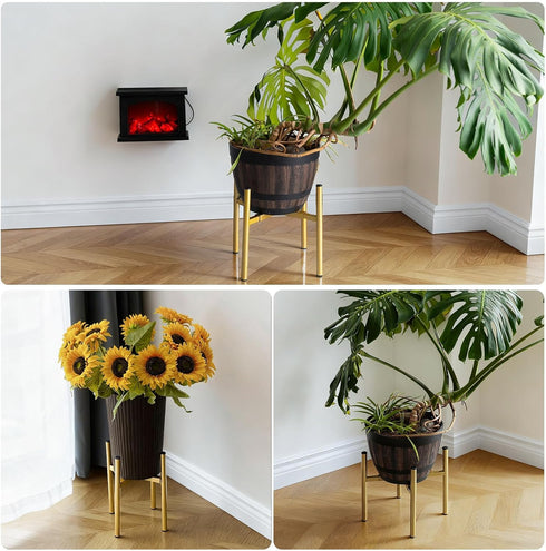 8 14 Inch 160 LB Adjustable Metal Plant Stand Indoor, Mid Century Modern Outdoor Planter Holder for to Pots, Heavy Duty