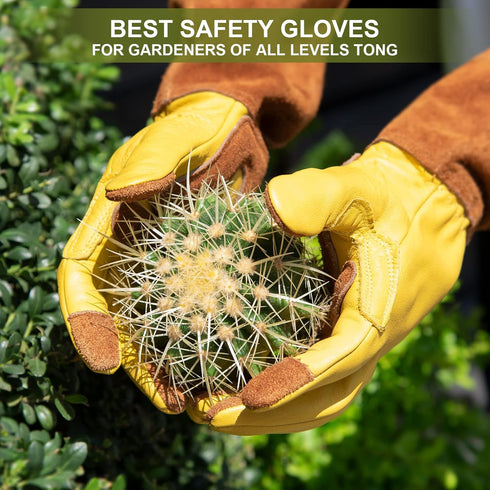 Women Gardening Weeding Gloves, Leather Thorn Proof Garden Glove for Digging, Planting, Pruning