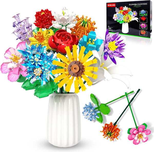 Flowers Bouquet Building Set, 980 PCS - 12 Kinds of Flowers, Botanical Collection for Mother's Day, Birthdays, Gifts