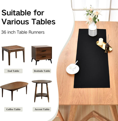 36 Inches 12X36 Inch Farmhouse Black Table Runner Small Short Table Runners Coffee Table Runner for Dresser Living Room