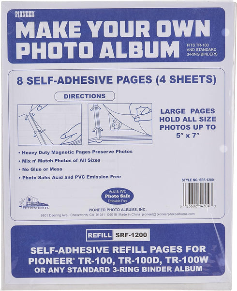 Pioneer SRF1200-REFILL Photo Album Refills, White, 9" x 10 7/8"