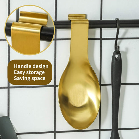 BETTWILL Gold Spoon Rest for Kitchen Counter, Stainless Steel Spoon Holder for Stove Top, Gold Kitchen Accessories
