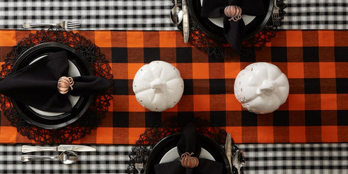 DII Buffalo Check Collection Classic Farmhouse Table Runner, Orange & Black, 14x72