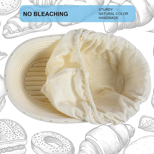 BACCZZY 3Pcs 10 inch Banneton Bread Proofing Basket, Oval Banneton Basket,Sourdough Proofing Basket,Bread Bowl Handmade