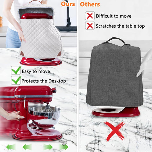 BAGSPRITE Stand Mixer Cover with Pockets for KitchenAid Mixer 6/7/8 Quart, Appliance Sliders for Attachments