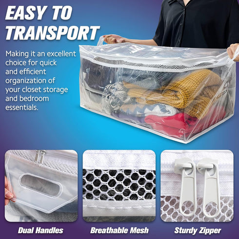HIBAG 20 Gallon Large Storage Bag for Clothes, Zipper Clothing Organizer with Reinforced Handles